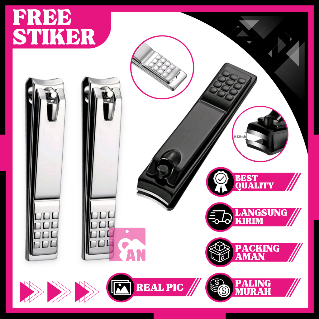 1PCS Gunting Kuku Mini Hitam Silver Stainless Steell Manicure Alat Potong Kuku Pedicure Gunteng Nail Black Anti Karat A022