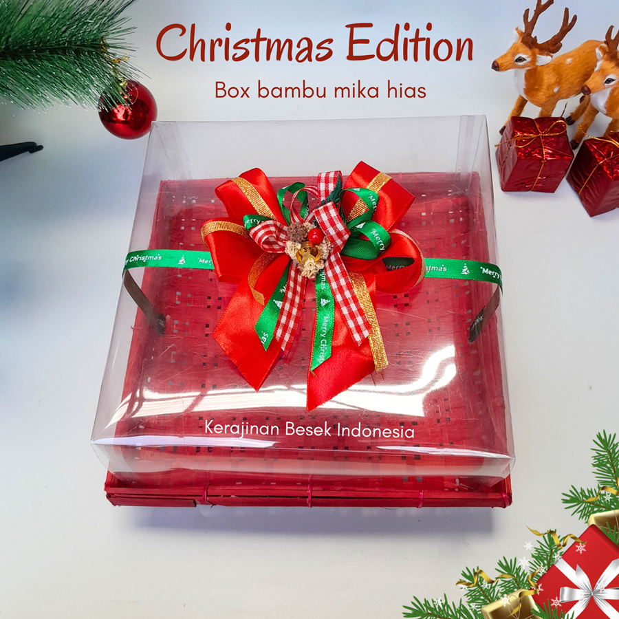 Box hampers Christmas Cookies Plate Color BOX Mica Decorative Ribbon Christmas gift Christmas