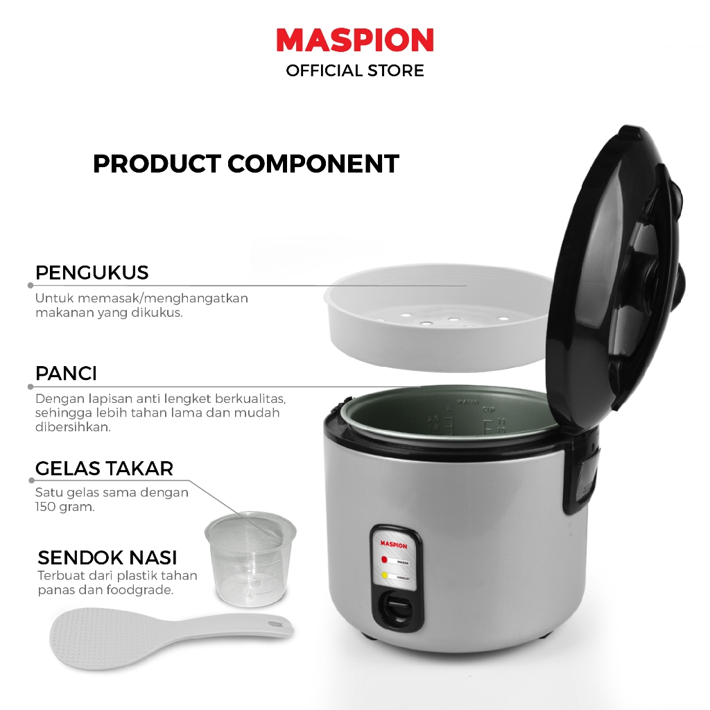 Maspion Rice Cooker Magic Com Exclusive 2 Liter EX-2081 - Gambar 3