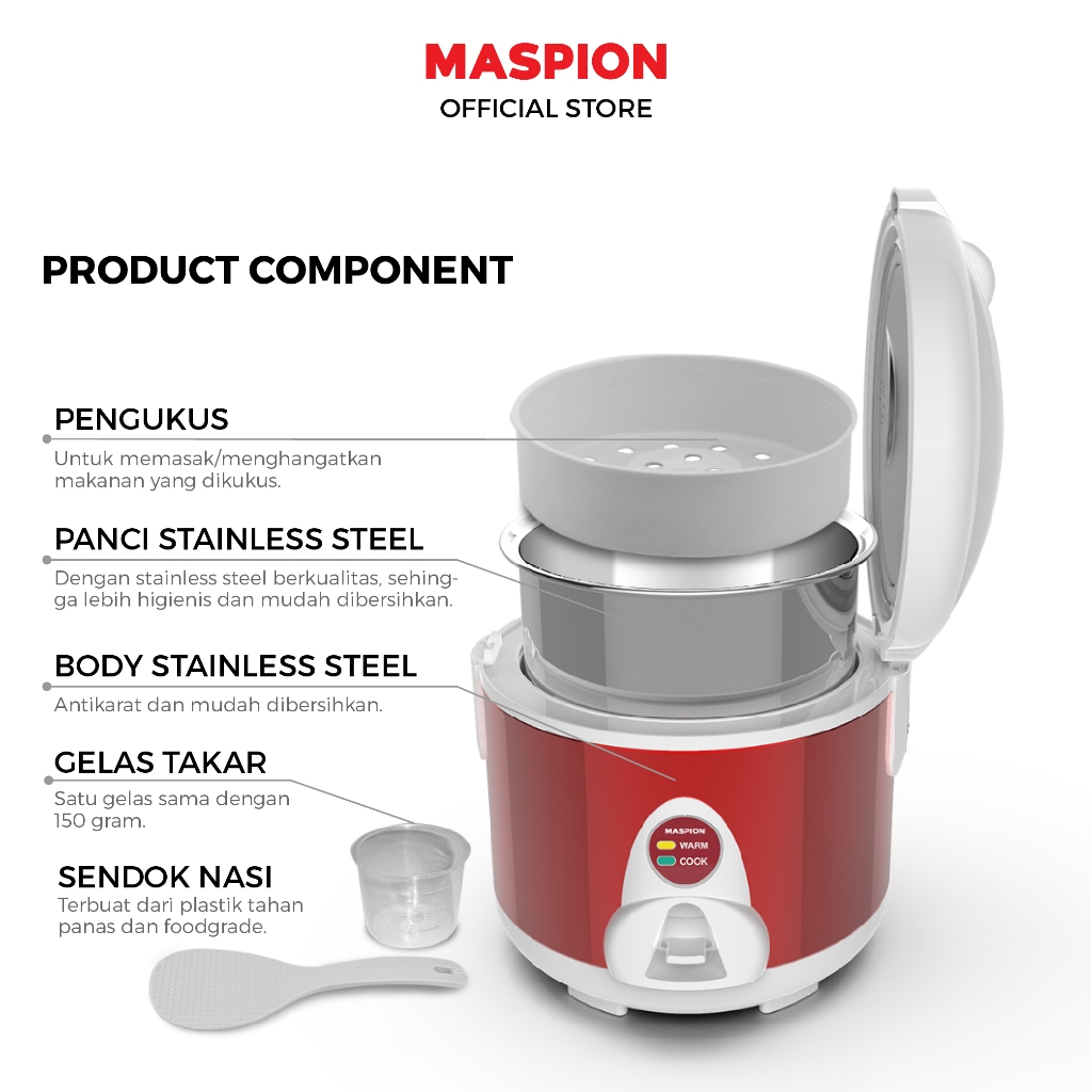 Maspion Rice Cooker Magic Com 1.2 Liter MRJ-109 MS - Gambar 3
