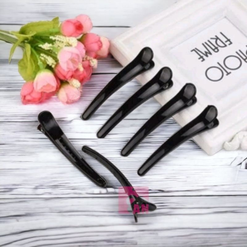 1PCS Jepit Rambut Wanita Cocor Bebek Warna Hitam Polos Jepitan Salon Hair Buaya Panjang Aksesoris Fhasion Keren A187 - Gambar 2
