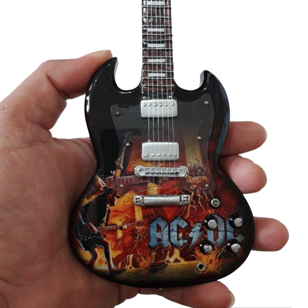 Miniature Guitar Gibson SG Black Angus Young ACDC Logo | Shopee Singapore