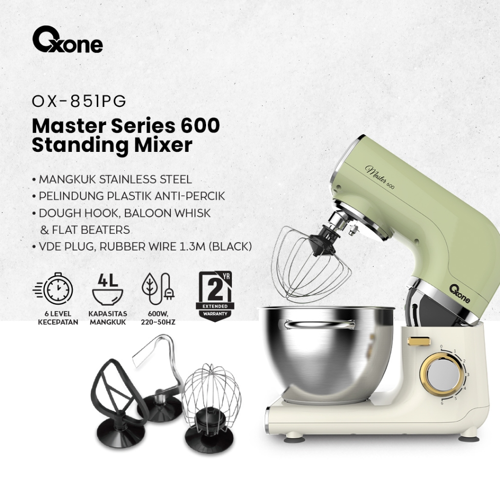 Oxone OX851 Stand Mixer 4 L Pengaduk Pengocok Telur Adonan Kue / OX851G OX851P - Gambar 4