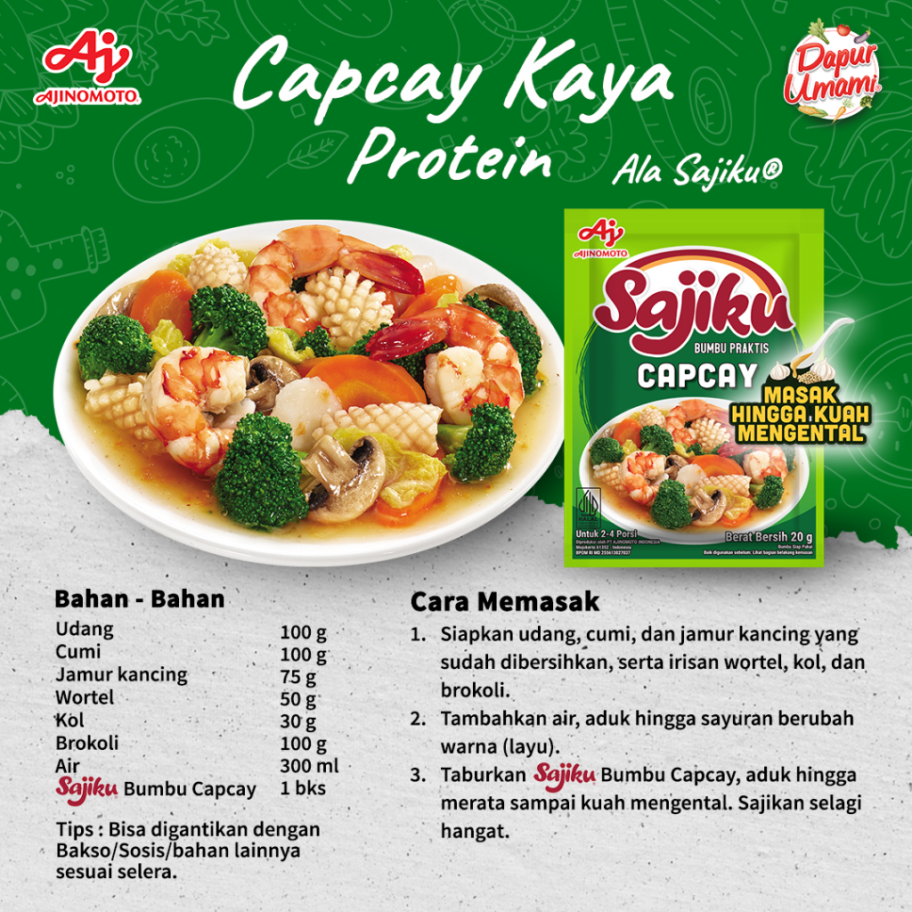 SajikuÂ® Bumbu Praktis Capcay 20G (10pcs) - Menghasilkan Kuah Kental - Gambar 3