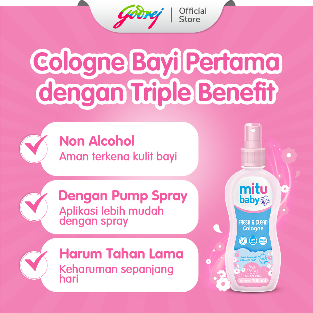 Mitu Baby Cologne Sweet Pink Spray 100ml - Parfum Bayi - Gambar 2