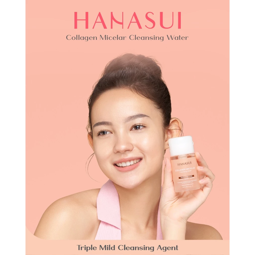 Hanasui Collagen Micellar Cleansing Water - Pembersih Wajah Make Up Remover Cleansing Water dan Melembapkan Wajah - Gambar 3