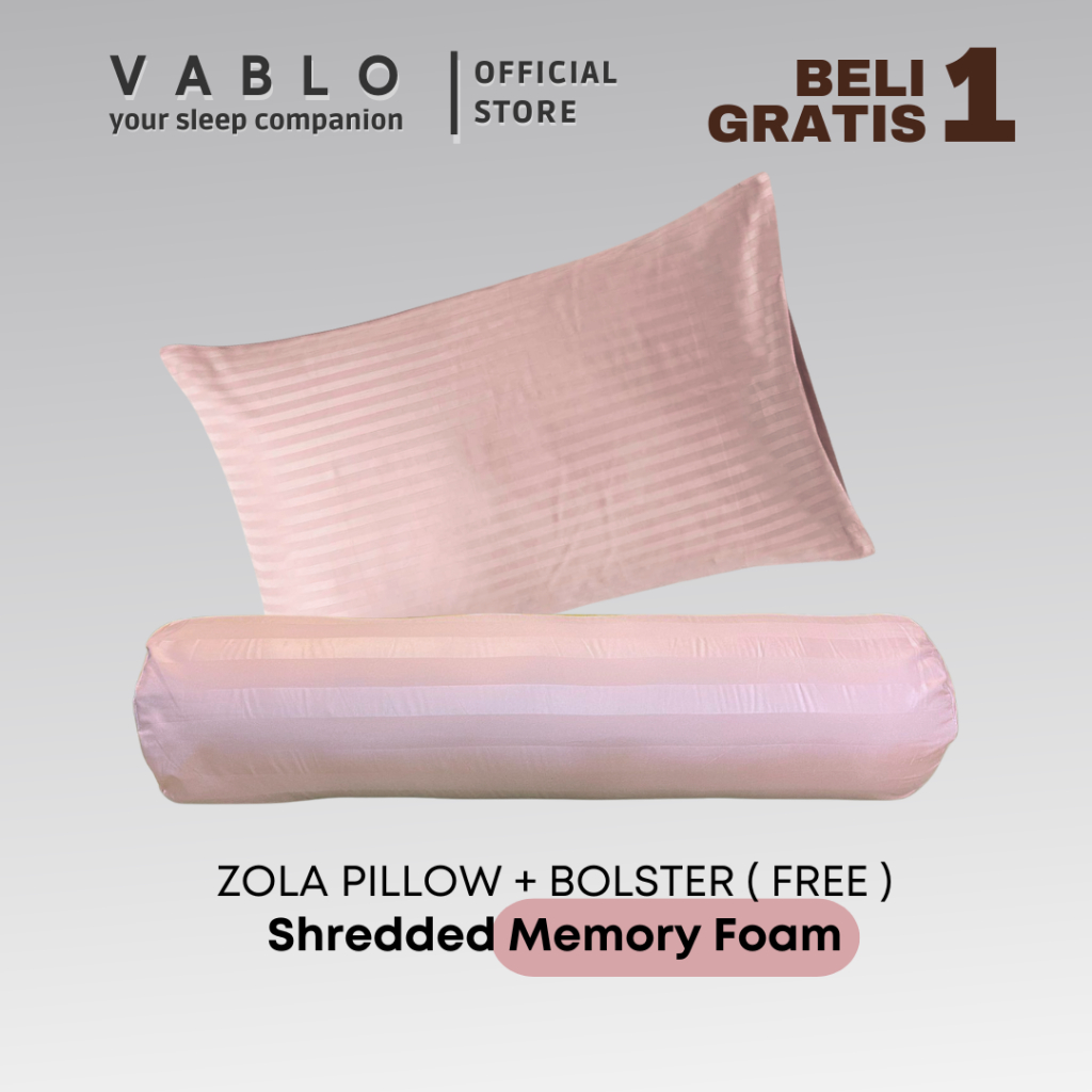 Vablo Zola BUY 1 GET 1 Bantal BONUS Guling memory foam - cover premium microtencel - adem dan cooling di kulit