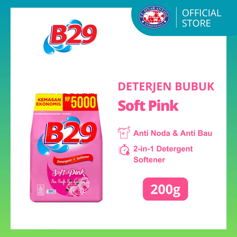 5000 B29 Detergent Softener Pink 200gr - Sabun Cuci Pakaian Deterjen Bubuk Plus Pelembut Pink
