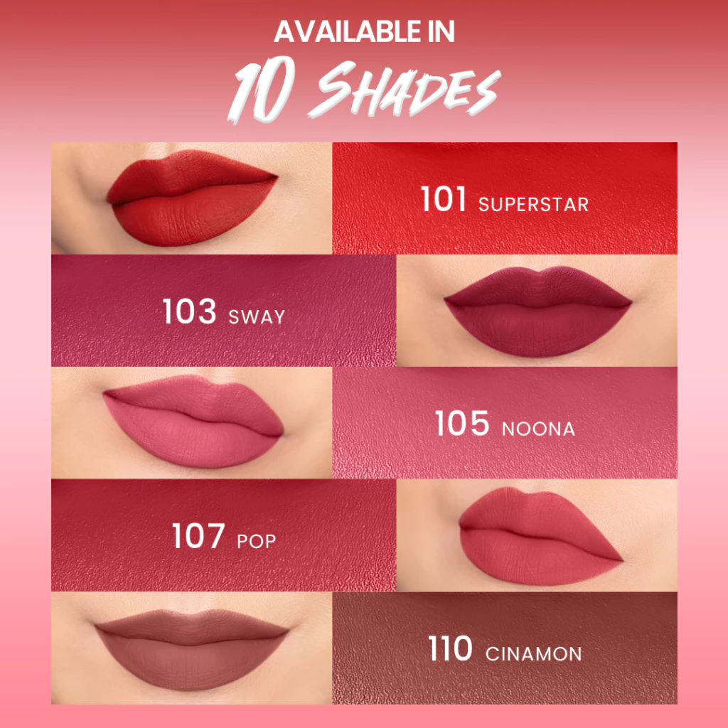 Hanasui Mattedorable Lipstick - Anti Geser Formula Smudgeproof Transferproof Long Lasting Tahan Lama Melembabkan Hidrasi Optimal - Gambar 4