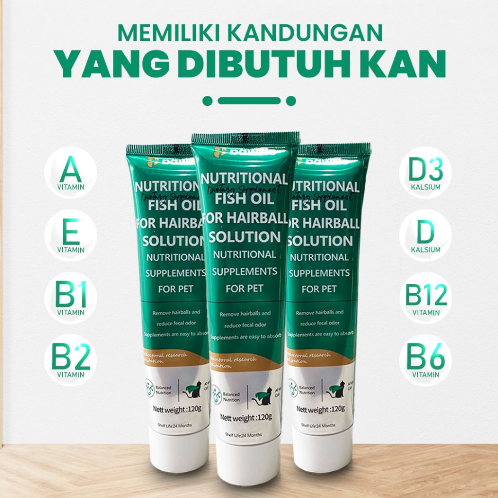PAWZIO Suplemen-Gel Nutrisi Untuk Masalah Hairball pada kucing Dengan Nutrisi Minyak Ikan 120 Gr - Gambar 3