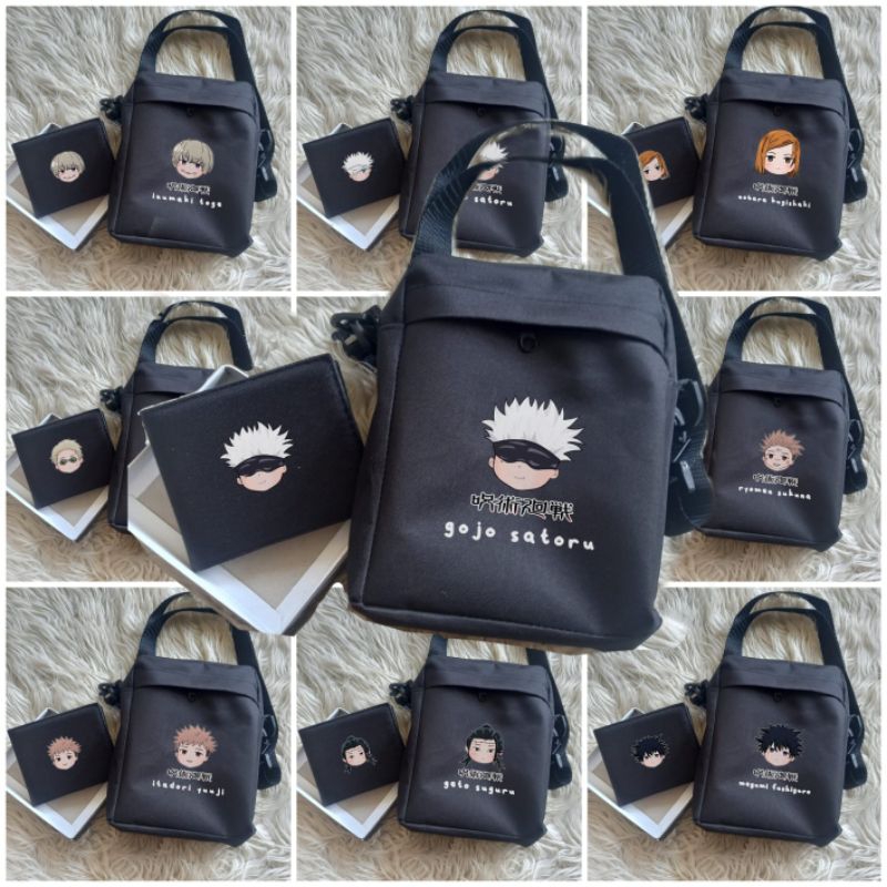 Mini wallet and sling bag jujutsu kaisen wallet gojo satoru megumi toji ...