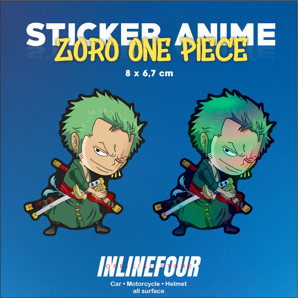 Anime Hologram Sticker Roronoa Zoro One Piece Sticker Japanese Sticker For Laptop Case Hp