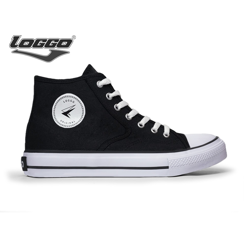 Loggo - Sepatu General Hi Series Hitam Putih - Sneakers Sepatu Kanvas Vulcanized size 37-43