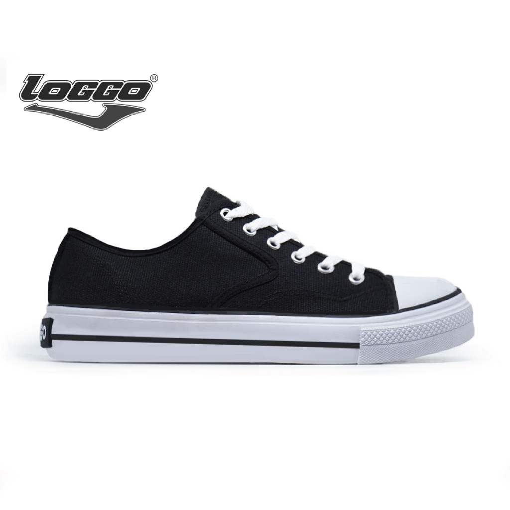 Loggo - Sepatu General Lo Series Hitam Putih - Sneakers Sepatu Kanvas Vulcanized size 37-43