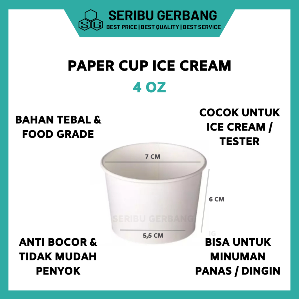 50PC PAPER CUP ICE CREAM 4 OZ ICE CREAM PAPER CUP 4OZ DPE 120ML PLAIN ...