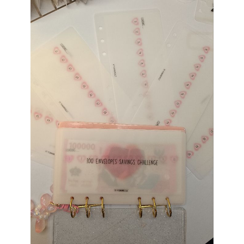 (Not including binder) 100 Envelopes saving Challenge. Matte laminated ...