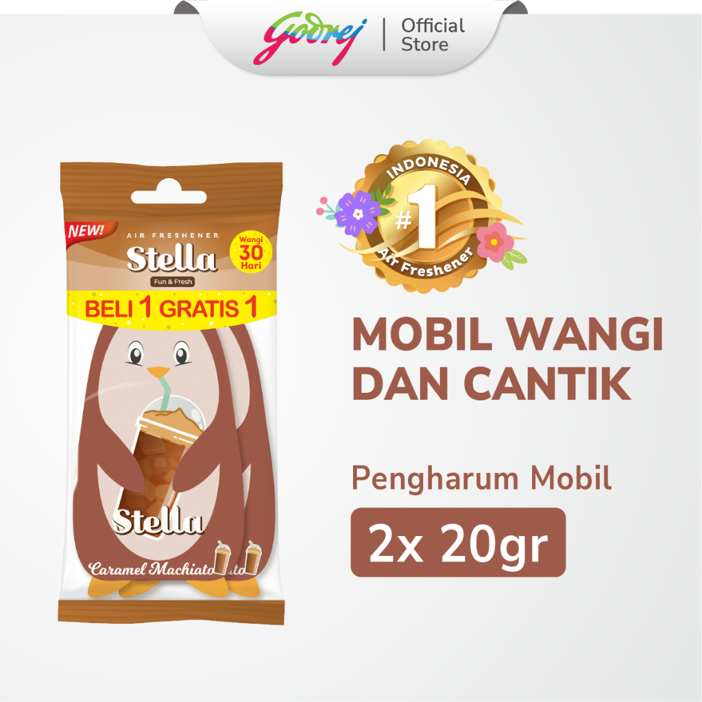 Stella Fun & Fresh Caramel Machiato 20gr Beli 1 Gratis 1 - Pengharum Mobil
