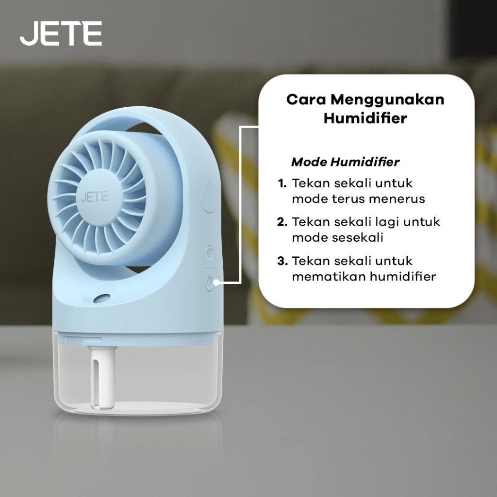 JETE SF5  Kipas Angin Portable Mini with Humidifier - Kipas Angin Meja - Garansi 2th (RTL) - Gambar 3