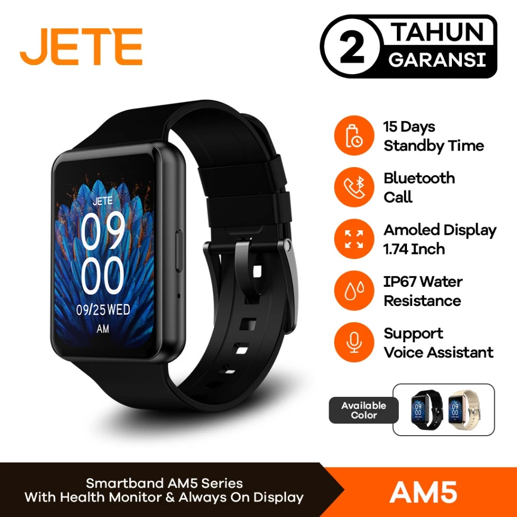 JETE Smartband Amoled JETE AM5 100 Sport Mode + IPX67 - Garansi 2 Tahun (RTL)