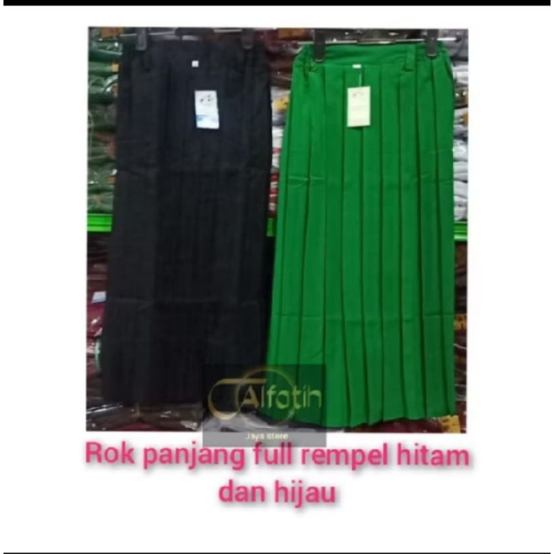 HIJAU HITAM School Uniforms Long rempel Pleated Skirts SD,MI,, SMP,MTS