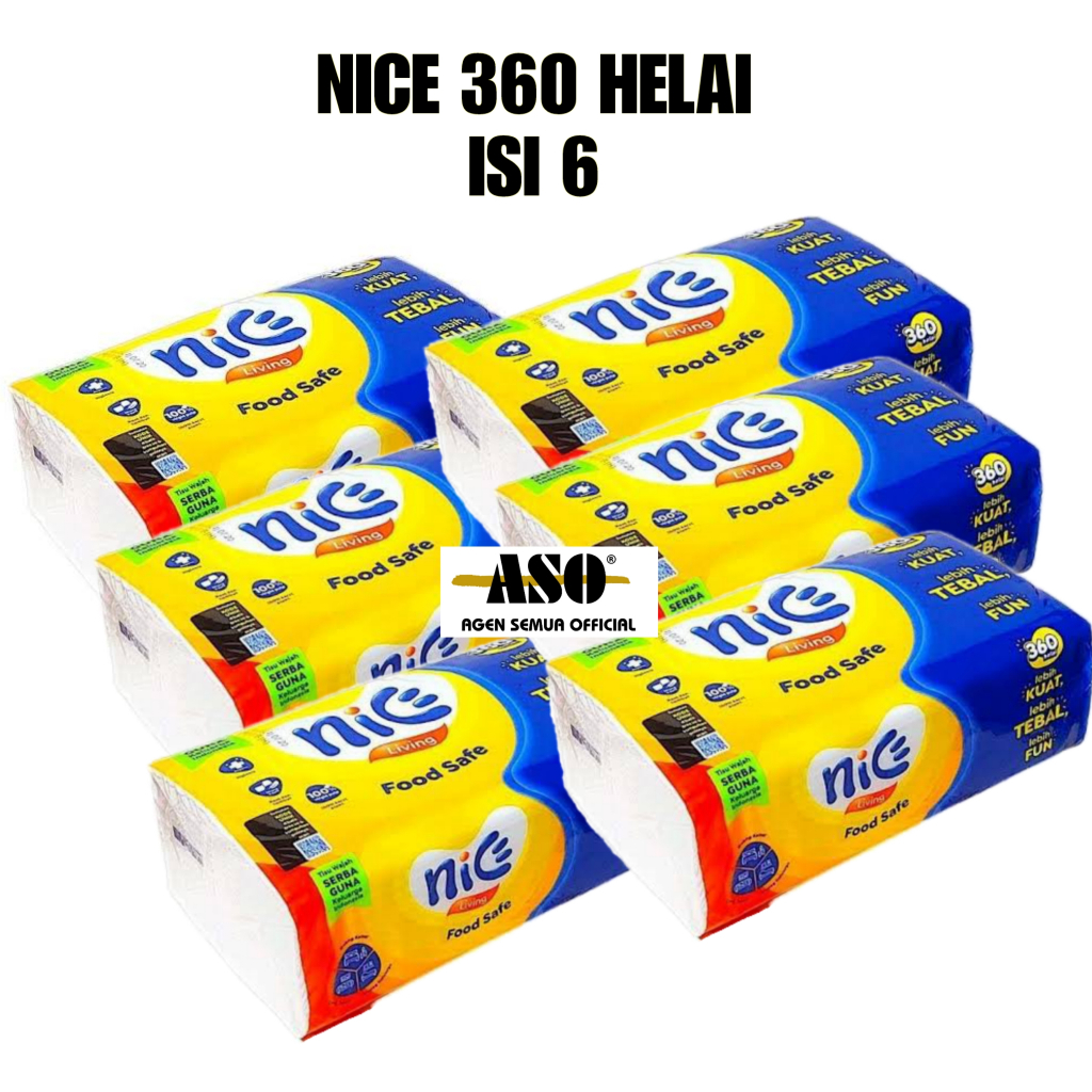 [ PAKET ISI 6 ] TISU TISSUE NICE 360 helai 180 sheet 2ply PROMO !!! - Gambar 3