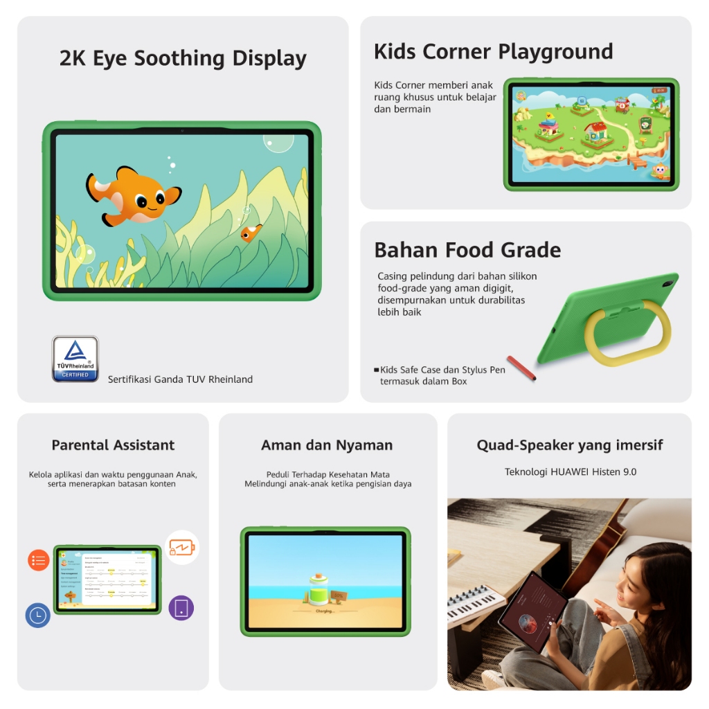 [8.8 s/d 20%*] HUAWEI MatePad SE 11" Kids Edition Tablet / 2K Eye Comfort HUAWEI FullView Display / Kids Corner / Parental Assistant - Gambar 2