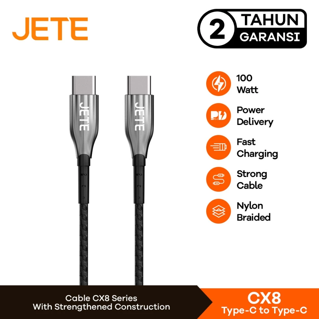 JETE CX8 Kabel Data Fast Charging Type C to Type C - Garansi 2 Th