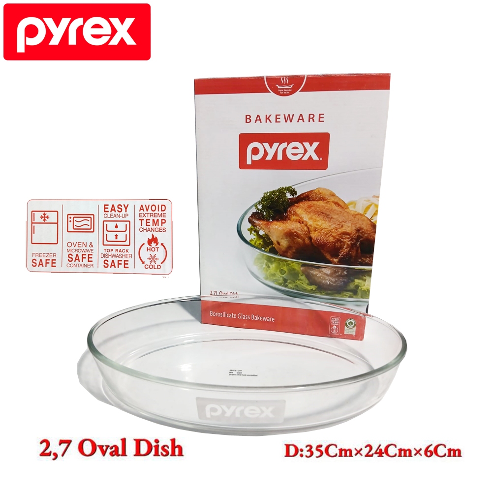 Pyrex Baking Pan Heat Resistant Glass Oval Dish 2.7L | Shopee Singapore