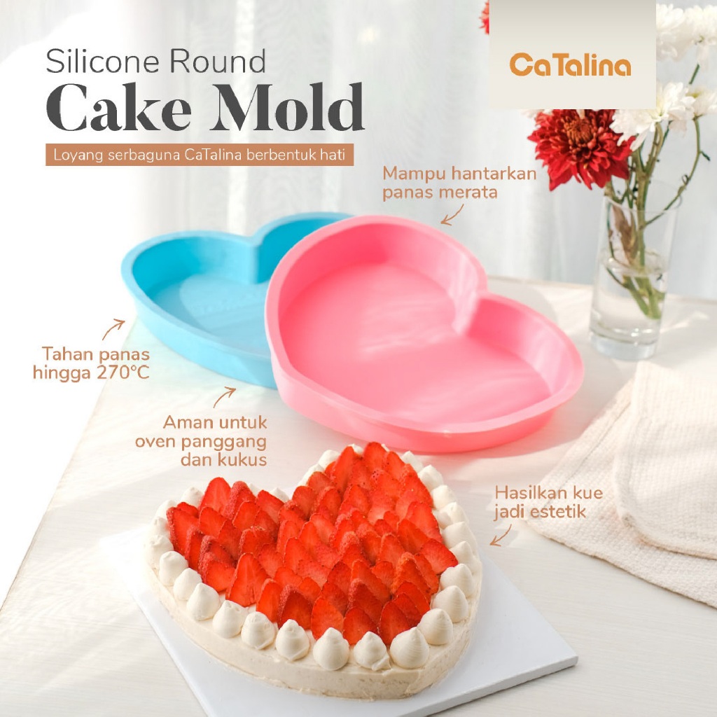Loyang Cetakan Kue Hati Silikon Kue Puding Tahan Panas Anti Lengket