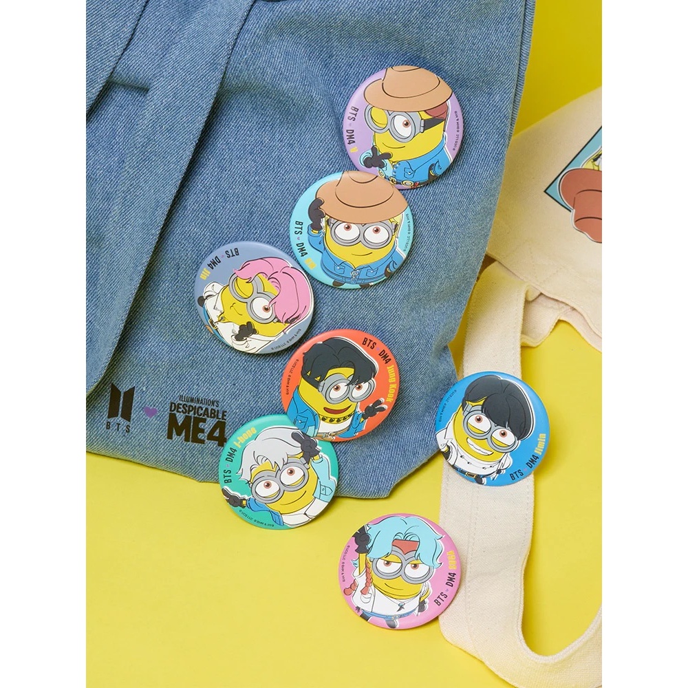 Official MERCHANDISE BTS X DESPICABLE ME 4 METAL BADGE | Shopee Singapore
