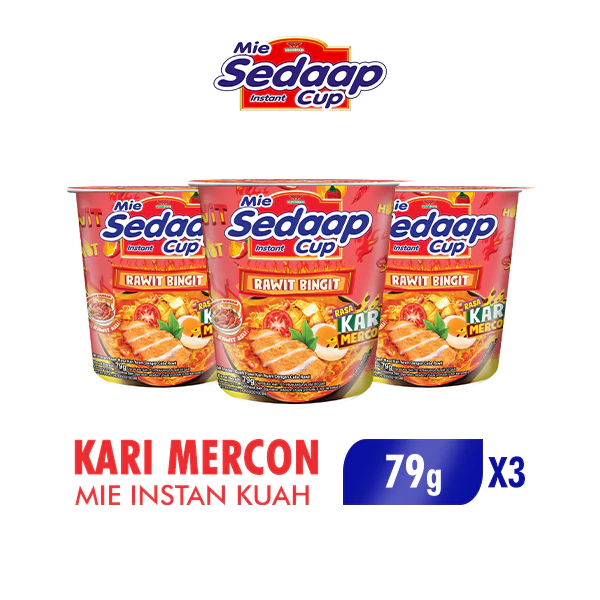 Sedaap Mie Instan Cup Kari Mercon 79 gr x3