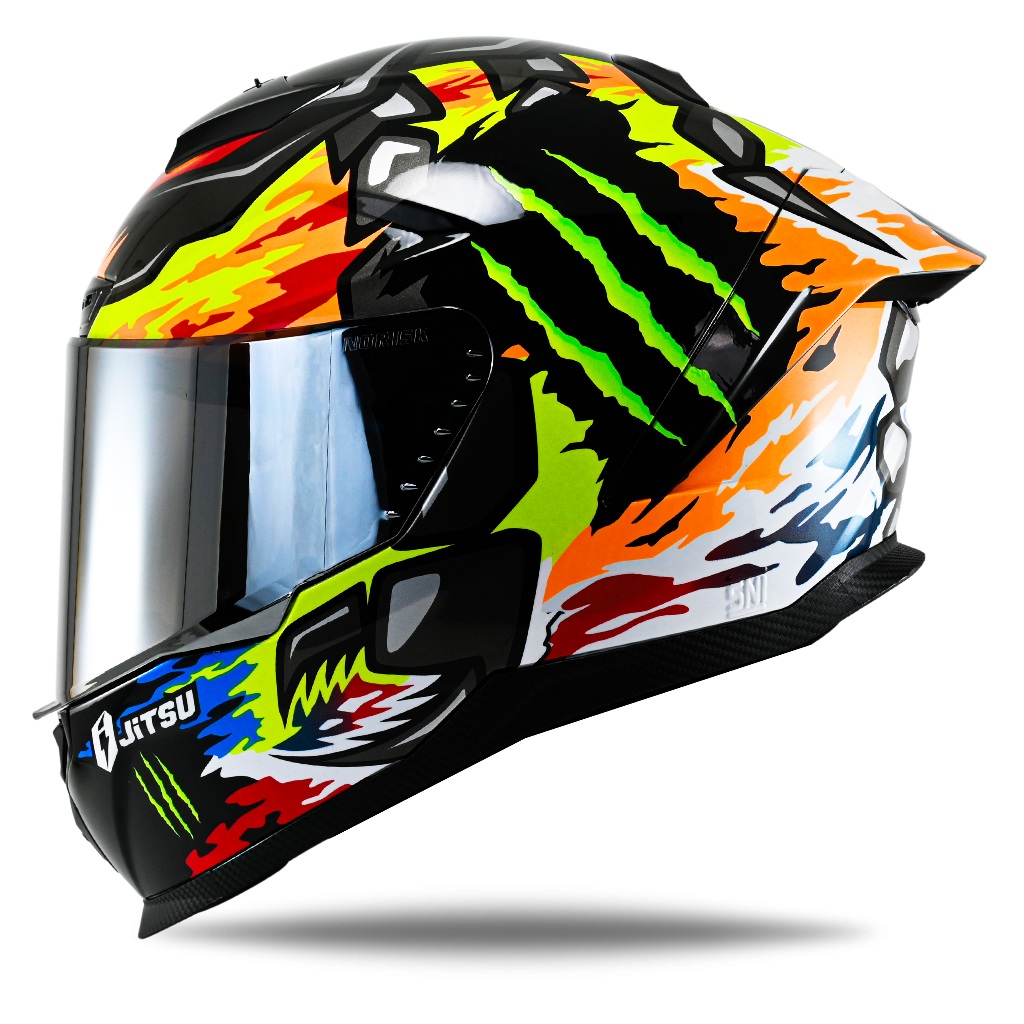 Helm Full Face Helm Jitsu Air 1 Carbon Motif Visor Silver Terbaru - Gambar 4