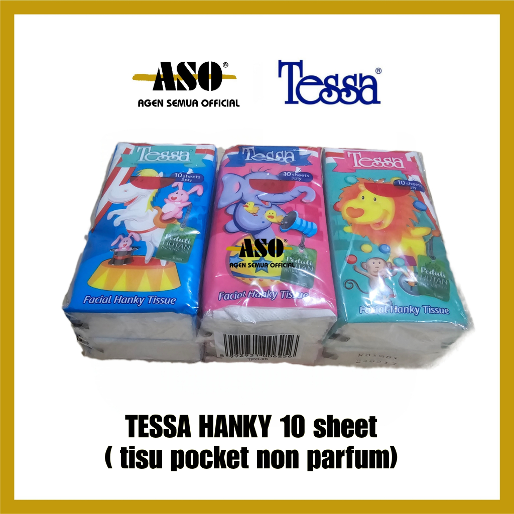 Tisu Tissue TESSA Hanky 10's Tisu Saku Tessa Hanky Pocket Facial Tissue Wajah 3ply NON PARFUM ( ISI 6) PROMO !!!