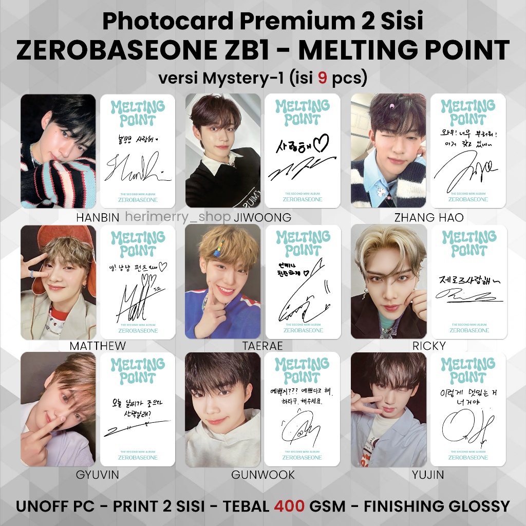 CONTENTS 9 PCS) ZEROBASEONE ZB1 MELTING POINT Photocard - Premium