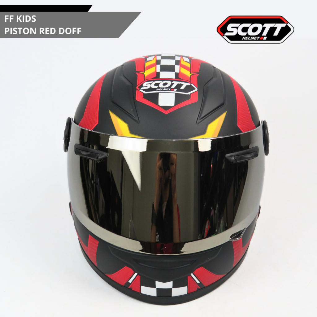 Scott - Helm Anak Full Face FF Kids J-1 SNI / Piston Red Doff - Gambar 4