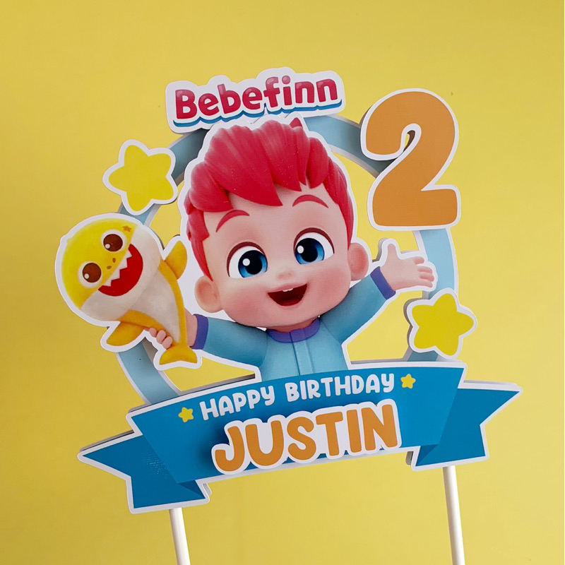 Cake Topper 3D Character Bebefinn Bebefin Baby Shark Birthday Cake ...