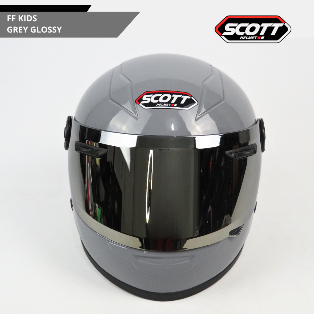 Scott - Helm Anak Full Face FF Kids J-1 SNI / Grey Plain Glossy - Gambar 3