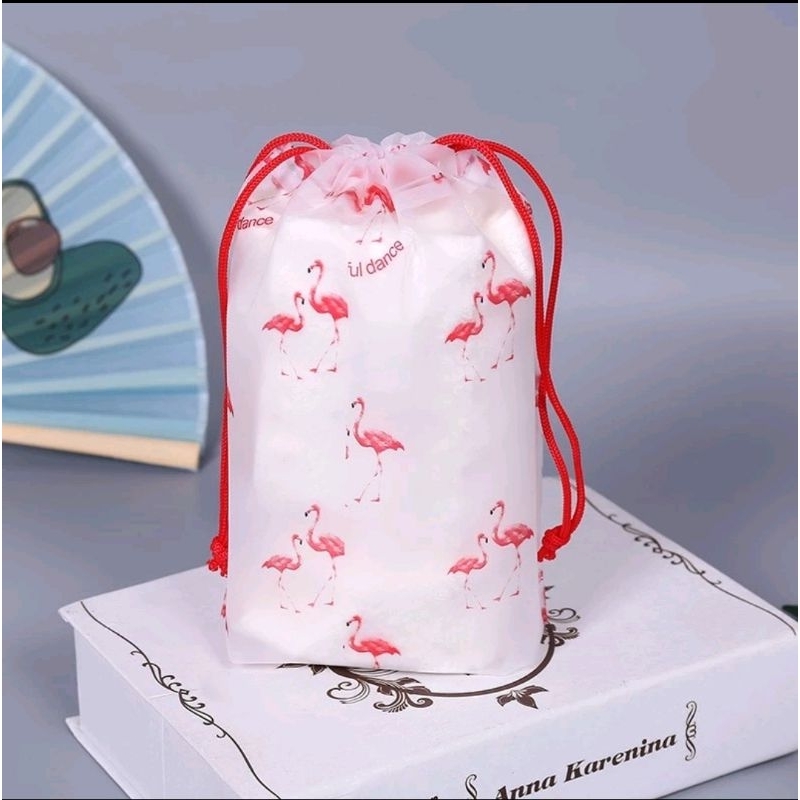 1PCS Travel Pouch Organizer Bag Serbaguna Tas Serut Penyimpanan Kosmetik Alat Mandi Multifungsi Motif Flamingo Lucu A143 - Gambar 4