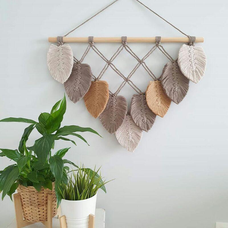 HIASAN DINDING Macrame wall hanging macrame-Aesthetic Leaf macrame