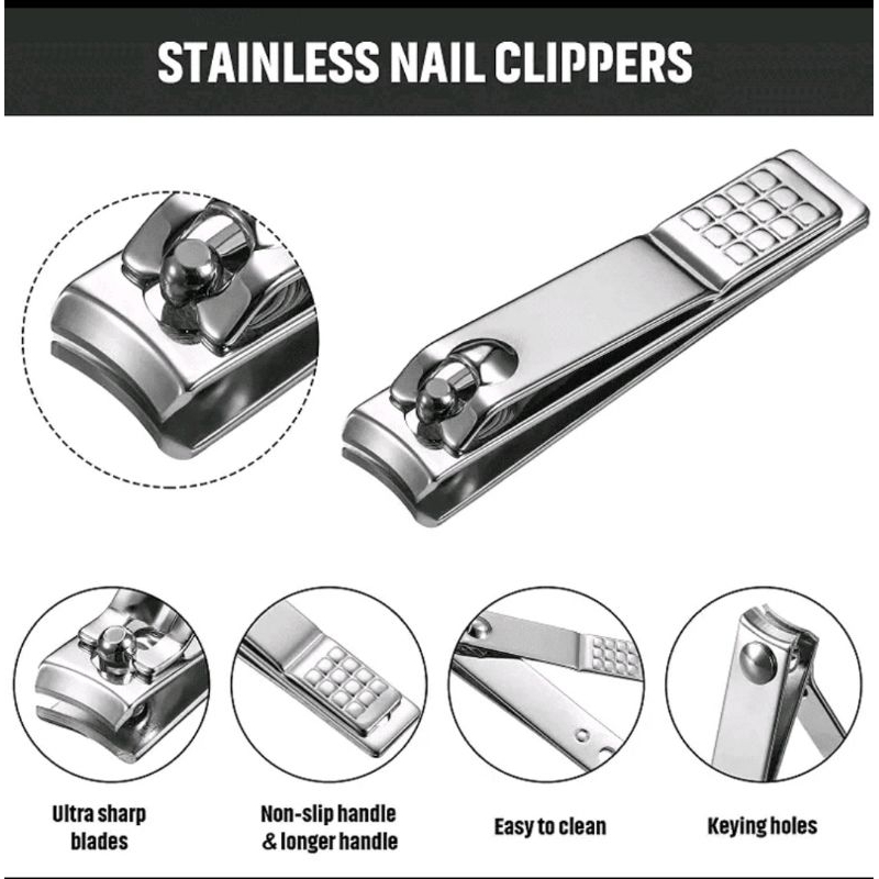 1PCS Gunting Kuku Mini Hitam Silver Stainless Steell Manicure Alat Potong Kuku Pedicure Gunteng Nail Black Anti Karat A022 - Gambar 2
