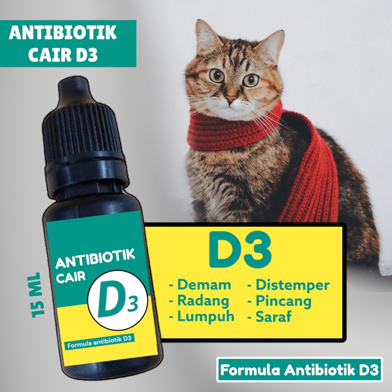 Antibiotic D3 Liquid 15ml Vitamin Cat D3 Liquid Vitamin D3 Antibiotic