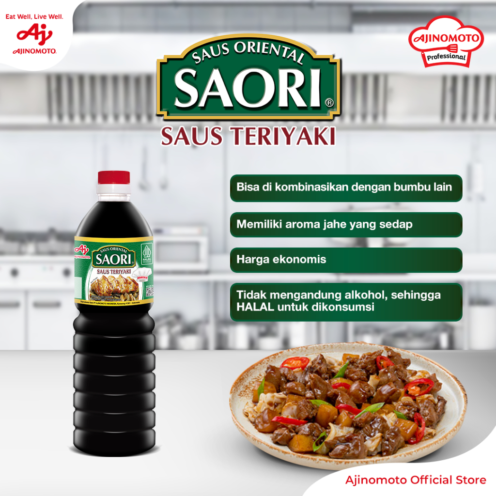 SAORIÂ® Saus Oriental Teriyaki 1L (1pc) - Saus Ala Jepang Rasa Gurih Manis - Masak Apapun Bisa - Gambar 3