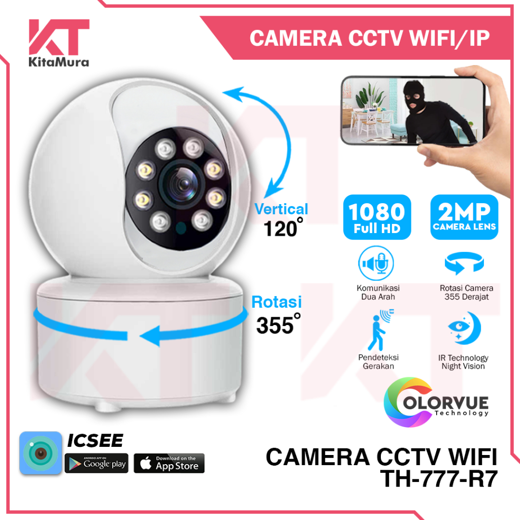 Ip/wifi CCTV Camera 2MP Full HD 1080, Full Color 24 Hours Night Vision ...