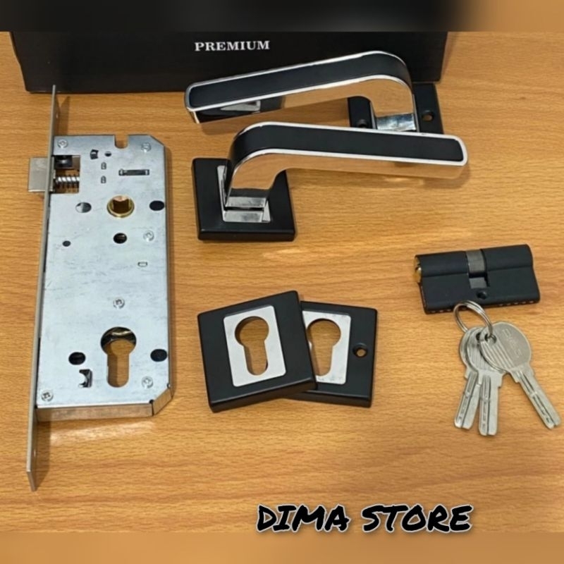 Black Room Door Split Handle, Black Series Minimalist Square Dop ...