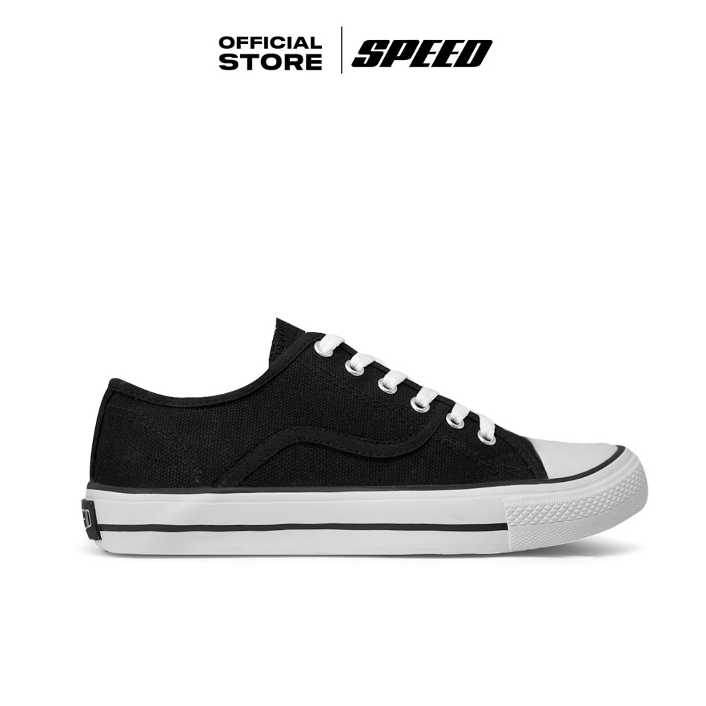 Speed - Retro Lo Hitam Putih - Sepatu Sneakers Kanvas Anti Slip Pria Wanita