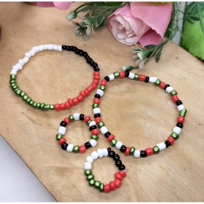 Palestine Rings And Bracelets/Palestine Flag Pattern Bead Rings ...