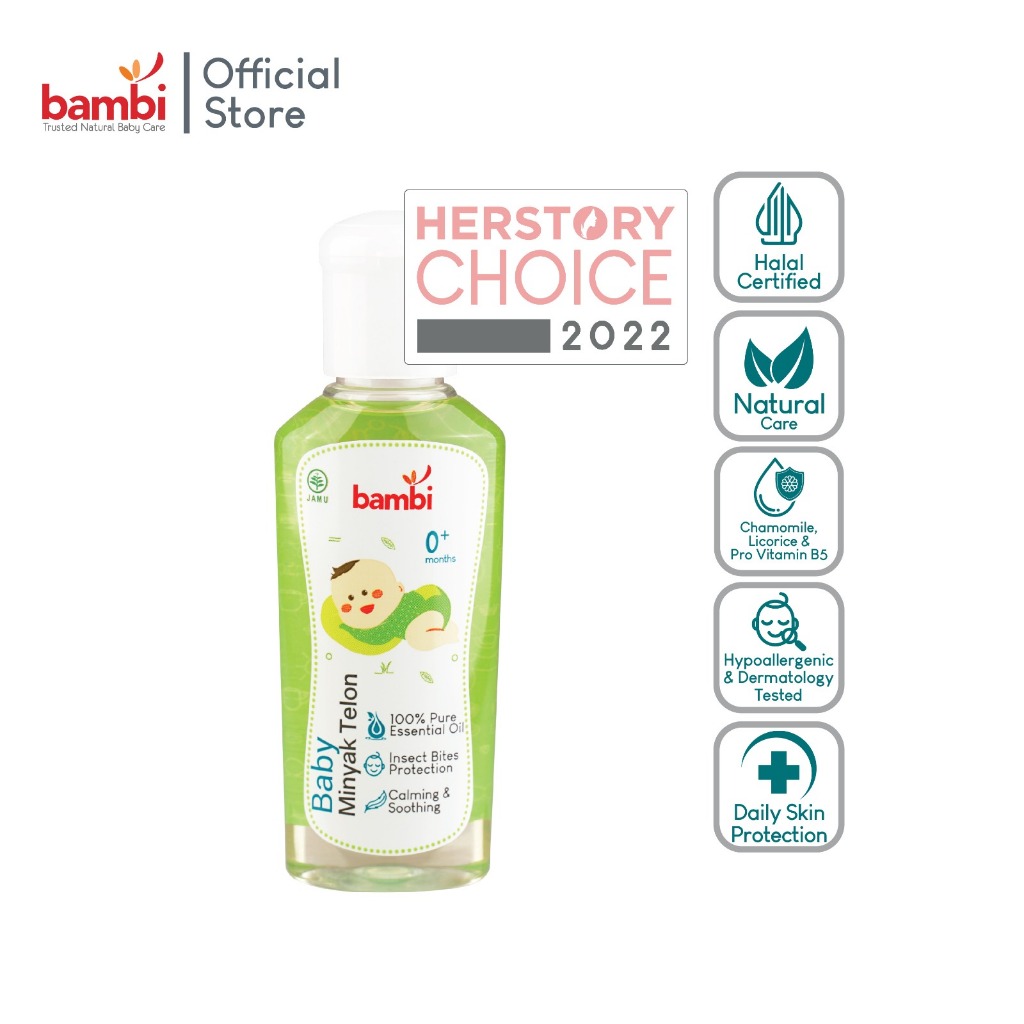 Bambi Baby Minyak Telon 60ml 0+ / Minyak Telon kulit Normal - Sensitif / Menghangatkan Tubuh, Meredakan gejala kembung pada anak - Gambar 2