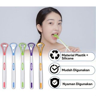 10Pcs Tongue Brush Long Handle Silicone Tongue Scraper Tongue Cleaner Helps  Fight Bad Breath for Tongue Mouth(Pink)