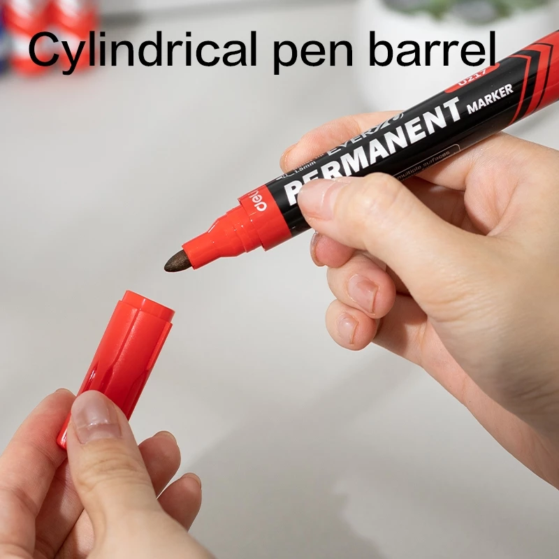 Deli Spidol Permanen / Permanent Marker Warna HITAM BIRU MERAH Terang Cepat Kering EU217 - Gambar 4