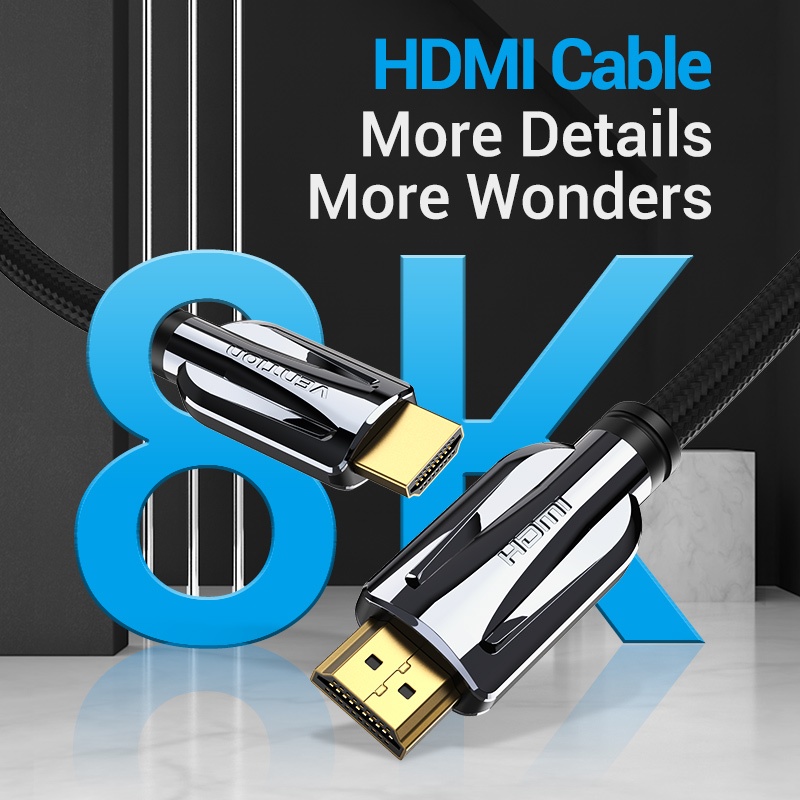 Vention AAL Kabel HDMI 2.1 UHD 8K 4K FHD HDR Hifi Premium Braided - Gambar 4